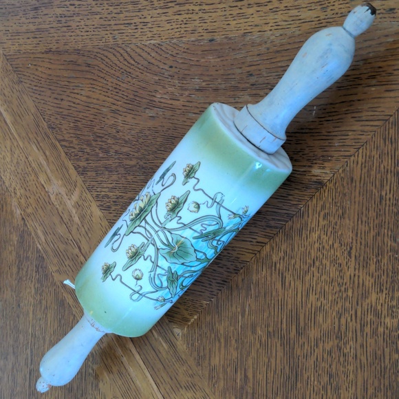 Vintage Art Nouveau Ceramic Rolling Pin - Picture 3 of 9